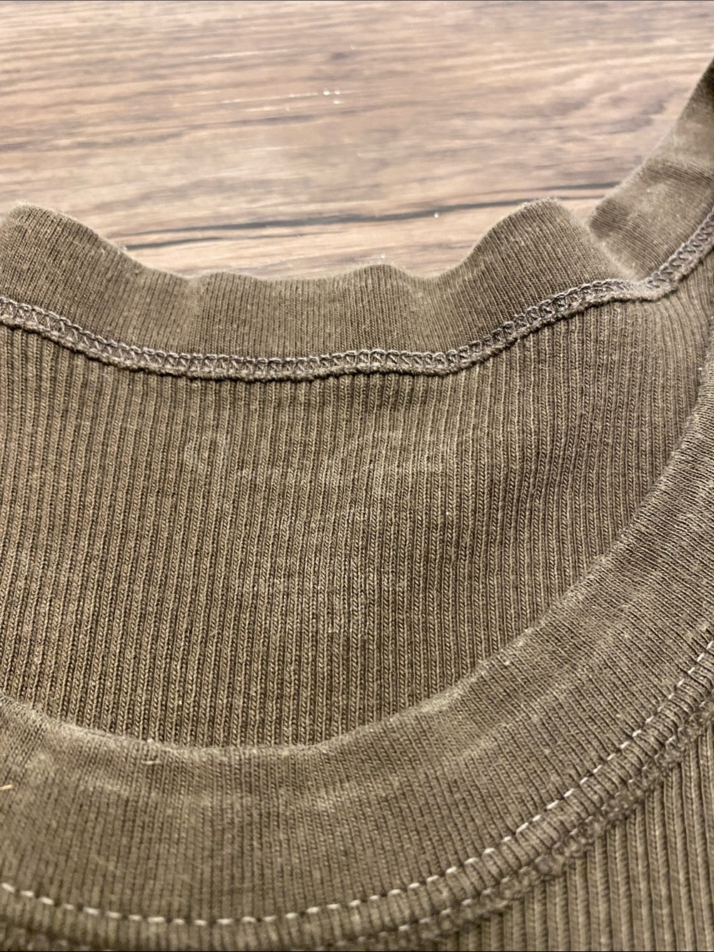 Women’s Dark Olive Ribbed Tank Top - Picture 2 of 4